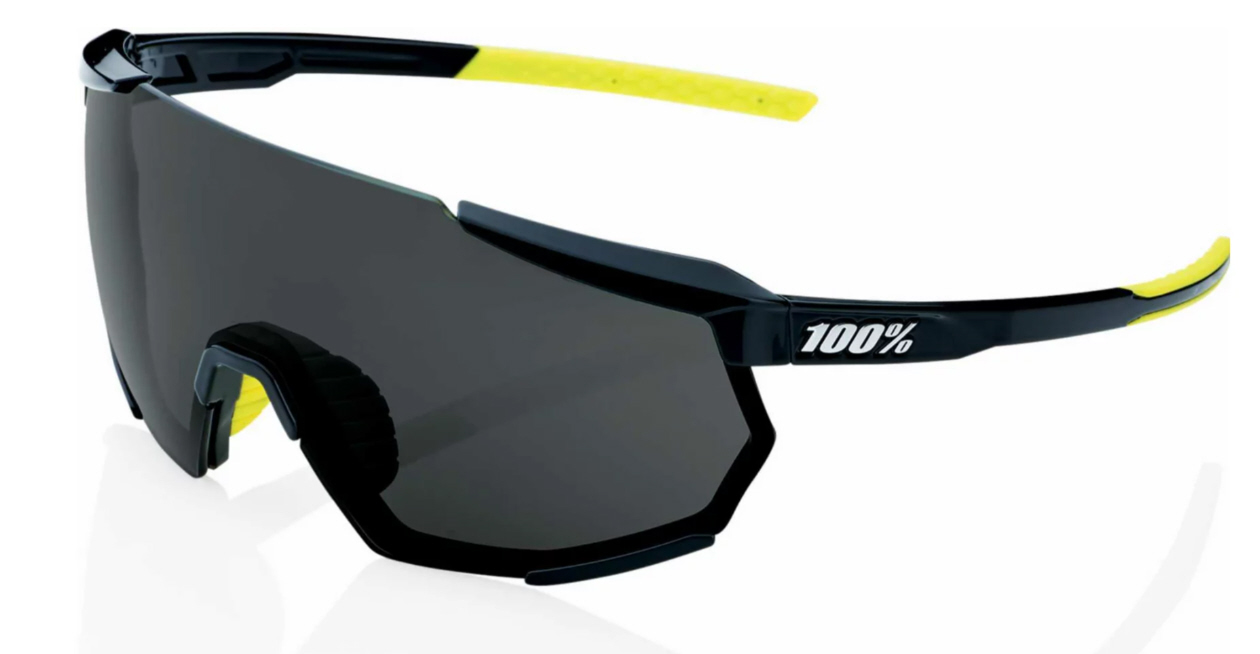 Okulary sportowe 100% Racetrap 3.0 z soczewkami w kolorze dymnym, w kolorze błyszczącej czerni/dymnym