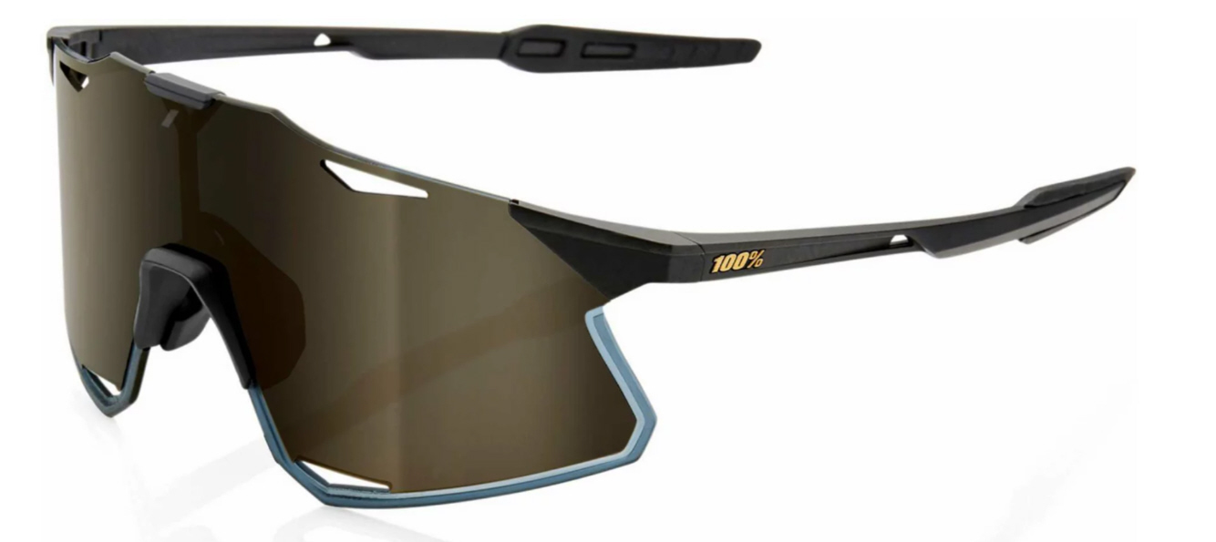 Okulary sportowe 100% Hypercraft z lustrzanymi szkłami – matowa czerń/delikatne złoto