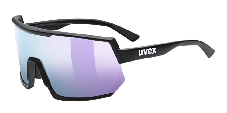 Okulary MTB Uvex Sportstyle 235 – czarne matowe / lustrzane w kolorze lawendowym